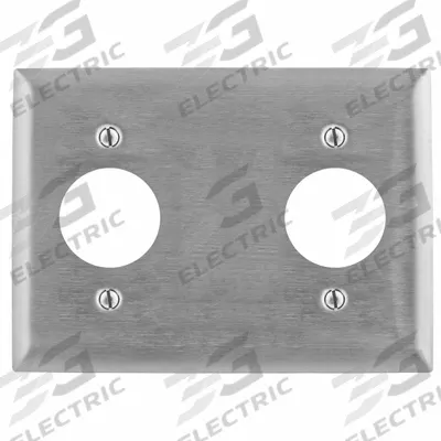 HUBBELL Wall Plate: Duplex Outlet, 3 Gang, Silver - General Purpose Wall Plates