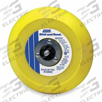 NORTON Disc Backup Pad: 6 in Dia x 1/2 in T, 5/16"-24 Threaded-Shank, Non-Vacuum - Threaded-Shank Sanding Disc Backing Pads