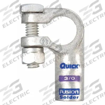 FUSION Battery Terminal: Left Elbow, Solder, 3/0 ga, Purple Color, Positive - Left Elbow Alignment