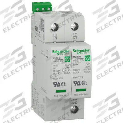 SCHNEIDER Surge Arrester: Two Phase, 120/240V AC, 2 Poles, 3 Wires, L-N - DIN Rail Internal-Mount SPDs