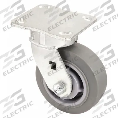 APPROVED VENDOR Plate Caster: Debris-Resistant, Swivel, Rubber, 6 in Wheel Dia - Medium-Duty General-Purpose Kingpinless Plate Casters