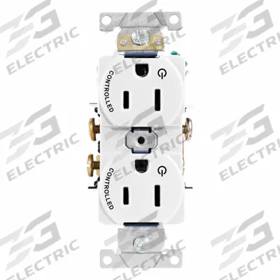 LEVITON Plugs and Receptacles: Duplex, 5-15, White, 125V AC, 15 A, 2 Pole / 3 Wire (MPN 5262-S2W) - General Purpose Receptacles