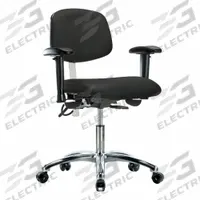 ESD/Cleanroom Chair: Vinyl, Arms Included, Ht Range 19 in to 24 in, 19 in Seat Wd, 18 in Seat Dp (MPN BR-NECR-DHCH-CR-T0-A1-EC-ESDBLK). Key specifications — Foot Support: No; Back Tilt Backward: 13.5°; Back Tilt Forward: 10.5°; Base Material: Aluminum; Brand: APPROVED VENDOR; Product Type: Cleanroom Chair; Cleanroom Class: ISO 5; ESD-Safe: ESD-Safe.