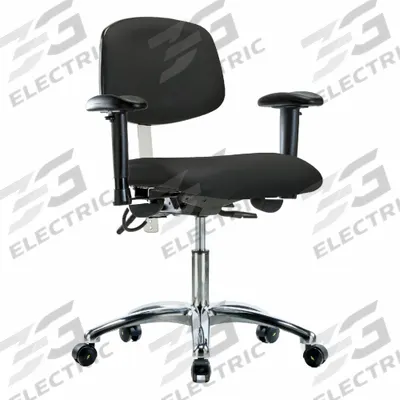 APPROVED VENDOR ESD/Cleanroom Chair: Vinyl, Arms Included, Ht Range 19 in to 24 in, 19 in Seat Wd - Vinyl ESD & Cleanroom Chairs
