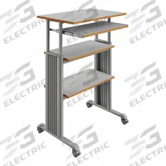 SAFCO Computer Workstation: 29 1/2 in Overall Wd, 22 in Overall Dp, 49 in Overall Ht, Gray (MPN 1929GR). Key specifications — Caster/Glide Type: (2) Swivel with Lock; Brand: SAFCO; Desktop Color: Gray; Desktop Material: Compressed Wood; Product Type: Computer Workstation.