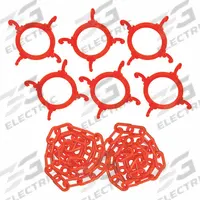 Traffic Cone Chain Connector Kit: Non-Reflective, Blank, 1 3/8 in Ht, Plastic, 6 3/4 in Dia (MPN 97413-KIT). Key specifications — Brand: MR. CHAIN; Color: Orange; For Use With Product Type: Traffic Cones; Legend: Blank; Material: Plastic; Includes: 50 ft Plastic Chain.