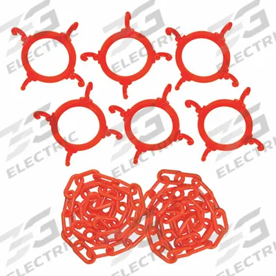 MR. CHAIN Traffic Cone Chain Connector Kit: Non-Reflective, Blank, 1 3/8 in Ht, Plastic - Traffic Cone Connectors