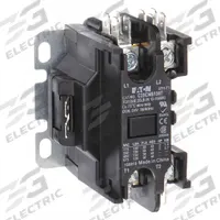EATON Definite Purpose Magnetic Contactor: 1 + N Poles, 120V AC, 30 A, Non-Reversing (MPN C25CNB130A). Key specifications — Brand: EATON; Coil Voltage: 110-120V AC; Contactor Style: HVACR Definite Purpose Contactor; Frame Size: C; Terminal Connection Type: Quick-Disconnect Terminals; Maximum Voltage Rating: 690V AC; Series: C25 Series; Phase: Single.