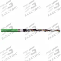 CHAINFLEX Measuring System Cable: Pr 24 AWG (0.25)/(5) 20 AWG (0.50), Green, PVC Jacket, 50 V Volt (MPN CF211-022). Key specifications — Conductor Grouping: Pair 24 AWG/(5) 20 AWG; Includes Ground: No; Overall Length: Order by the Foot; Minimum Bend Radius Factor - Fixed: 5 x OD; Minimum Bend Radius Factor - Flexible: 8 x OD; Brand: CHAINFLEX.