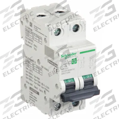 SCHNEIDER Supplementary Protector: 50 A Amps, 500V DC, 5kA at 250V DC, Screw Clamp - DC-Only Rated, 2-Pole UL1077 DIN Rail-Mount Supplementary Protectors
