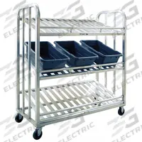 NEW AGE INDUSTRIAL Stock Truck: 1,000 lb, 1-Sided Lipped Lip, 3 Shelves, Polyurethane, Fixed (MPN 97476). Key specifications — Shelf Adjustability: Fixed; Brand: NEW AGE INDUSTRIAL; Color: Silver; Caster/Wheel Configuration: (2) Swivel.