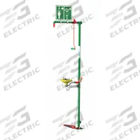 HUGHES SAFETY Shower with Eyewash: Floor Mnt, Uncovered, Plastic Bowl, Galvanized Steel Pipe (MPN 18G75G). Key specifications — Brand: HUGHES SAFETY.