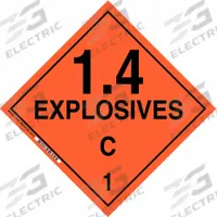 BRADY DOT Container Placard: 1.4 Explosives C 1, 10 3/4 in x 10 3/4 in, 10 3/4 in Label Ht, Placard (MPN 63327). Key specifications — Brand: BRADY; Message: 1.4 Explosives C 1.