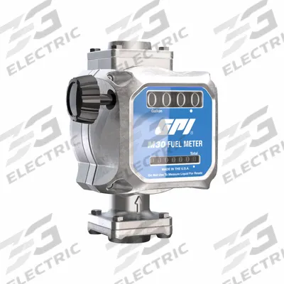 GPI Mechanical Flowmeter: Fuel Meter, B20/E15/Gasoline/Kerosene, Aluminum, 1 in FNPT - Nutating Disc Totalizers for Fuels