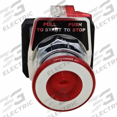 Dayton Emergency Stop Push Button: Non-Illuminated, Mushroom Head Profile, Metallic - Mushroom-Head Push Buttons