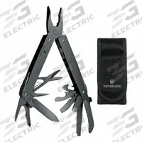 VICTORINOX SWISS ARMY Multi-Tool: Multi-Tool Plier, 26 Tools, 26 Functions, 4 1/2 in Closed Lg, MXBS (MPN 3.0326.M3N). Key specifications — attr15951: VICTORINOX SWISS ARMY; attr15966: Pouch; attr10312: Black; attr15960: Lanyard Hole; attr15963: Stainless Steel; attr15971: Multi-Tool Plier; attr15972: 3 mm Screwdriver; attr15981: MXBS.