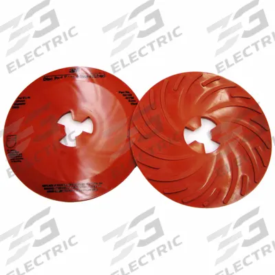 3M Disc Face Plate: 9 in Dia, 11 3/16 in Ht, Extra Hard, Red - Ribbed Fiber Disc Pad Face Plates