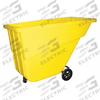 APPROVED VENDOR Tilt Truck: 16 cu ft, 600 lb, 55 1/2 in L x 26 1/2 in W x 36 in H, Yellow, Raised (MPN 5/8CU-L YELLOW). Key specifications — Color: Yellow; Brand: APPROVED VENDOR; Caster/Wheel Configuration: (2) Swivel.