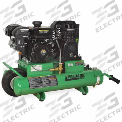 SPEEDAIRE Portable Gas Air Compressor: 1 Stage, 7 hp Engine, Mi-T-M, 13.9 cfm @ 90 psi - Wheeled Portable Engine Driven Air Compressors
