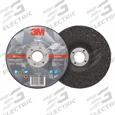 3M Depressed Center Grinding Wheel: Type 27, 5" x 1/4" x 7/8", Ceramic - Cool-Cutting Grinding Wheels for Carbon & Stainless Steel