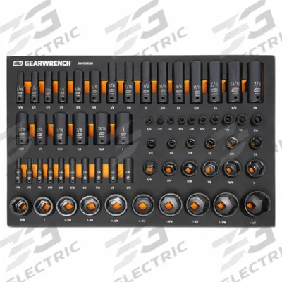 GEARWRENCH: 1/4 in, 3/8 in, 1/2 in Drive Size, 63 Pieces, 5/16 - 1-1/2" Socket Size Range - SAE Impact Socket Sets