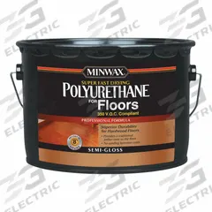 MINWAX Finish: Varnish, Interior, Oil, 2.5 gal Container Size, Wood, Satin, Clear, Transparent (MPN 130350000). Key specifications — Brand: MINWAX; Transparency: Transparent; Use Location: Interior; Sheen: Satin; Sub-Brand: Minwax; Color: Clear; Resin Type: Polyurethane.