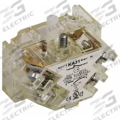 SCHNEIDER Contact Block: 30 mm Panel Mounting Size, SPDT, Momentary, 9001K/9001SK Series (MPN 9001KA31). Key specifications — Switch Action: Momentary; Terminal Connection Type: Screw Clamp Terminals; Brand: SCHNEIDER; Compatible with Series: 9001K.