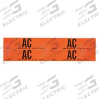 BRADY Conduit and Voltage Markers: 4 1/8 in Label Wd, 1 1/8 in Label Ht, AC, 4 Markers per Card (MPN 44227). Key specifications — Legend: AC; Brand: BRADY; Label Style: B.