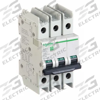 SCHNEIDER Miniature Circuit Breaker: 8 A Amps, 14kA at 120/240V AC, Screw Clamp - C-Curve, 3-Pole UL489 DIN Rail-Mount Miniature Circuit Breakers