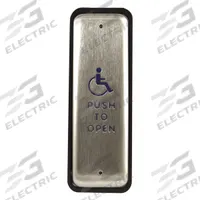 BEA Exit Push Button: 4 3/4 in Ht, 5/8 in Dp, 1 1/2 in Wd, ADA Compliant, Aluminum/Stainless Steel (MPN 10PBJ1). Key specifications — Product Type: Exit Push Button; Operation Type: Push; ADA Compliant: Yes; Brand: BEA; Color: Gray.
