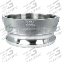 Cam and Groove Adapter: 6 in Coupling Size, 6 in-8 Thread Size, 75 psi Max. Working Pressure @ 70 F (MPN PLE92). Key specifications — Thread Size: 6 in-8; Fitting Type: FNPT; Includes Locking Arm: No; Body Material: 316 Stainless Steel; Brand: APPROVED VENDOR.