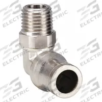 LEGRIS Push-Fit Elbow Fitting: 1/4 in OD x 1/8 in Pipe Size, Push-to-Connect x MNPT, Brass, Silver (MPN 3609 56 11). Key specifications — Brand: LEGRIS; Thread Size A: 1/8".