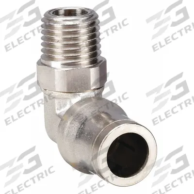 LEGRIS Push-Fit Elbow Fitting: 1/4 in OD x 1/8 in Pipe Size, Push-to-Connect x MNPT - Nickel-Plated Brass Tube Fittings