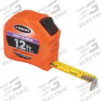 KESON Tape Measure: Nonmagnetic Single Hook Tip, 12 ft, Plastic, Orange (MPN PGTFD12V). Key specifications — attr935324: KESON; attr942259: Orange; attr935326: Vertical Read; attr935328: 1/16 in; attr935329: Inches; attr935337: SAE/Fractional-Read; attr936607: Manual Lock; attr972446: Inch/Fractional-Read.