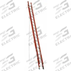 WERNER Extension Ladder: 40 ft Ladder Size, Fiberglass, 300 lb Load Capacity, 89 lb Wt, 2 Sections (MPN D6240-2). Key specifications — Color: Orange; Brand: WERNER; Included Features: Mar-Resistant End Caps; Removable Fly: Removable.