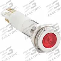 APPROVED VENDOR Flush Panel Light: 5/16 in Panel Mounting Hole Dia, LED, Red, Flush Head, H08 (MPN 24M065). Key specifications — Brand: APPROVED VENDOR; Electrical Connection: 0.11 Male Quick Disconnect.