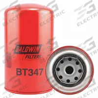 BALDWIN FILTERS Oil Filter: BT347, 3/4"-16 Thread Size, 7 3/8 in Overall Ht, 4 1/4 in Outside Dia. Key specifications — Baldwin Interchange: BT347; Brand: BALDWIN FILTERS; Compatible Vehicle Make: Antonio Carraro; Includes: Anti-Drainback Valve; Media Material: Cellulose.