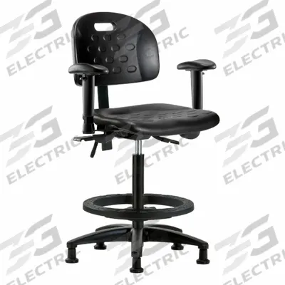 APPROVED VENDOR Ergonomic Chair: Polyurethane, Arms Included, Ht Range 24 1/4 in to 34 in - Polyurethane Lab Chairs