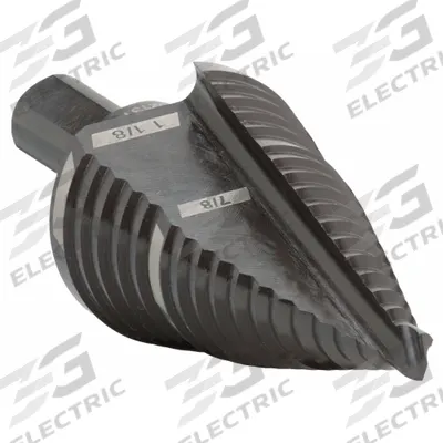 MILWAUKEE Step Drill Bit Set: 7/8" to 1-1/8", Black Oxide HSS, 3-Flats Shank - High-Speed Steel Step Drill Bits