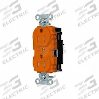 HUBBELL Receptacle: Duplex, 5-15, Orange, 125V AC, 15 A, 2 Pole / 3 Wire (MPN 5262STOTR)