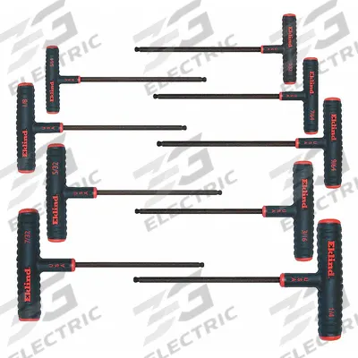 EKLIND Hex Key Set: 6 - 10 Pieces, Ball-Hex-T 9 Inch, T, SAE, Single Ball End - T-Shaped Hex Key Sets