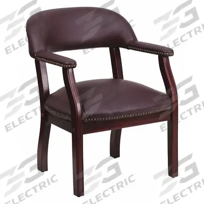 FLASH FURNITURE Captain's Chair: Red, Mahogany, 0 Casters/Glides, 24 in Overall Wd - Guest & Side Chairs