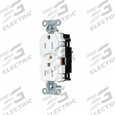 HUBBELL Receptacle: Duplex, 5-15, White, 125V AC, 15 A, 2 Pole / 3 Wire (MPN BR15STWTR) - General Purpose Receptacles