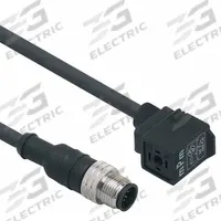 IFM Patch cable: M12 Male Straight x DIN Form C, 5 m Cable Lg, PUR, Black, 5 Pins, IP65 (MPN E11430). Key specifications — Wire Size: 5.00 mm; Brand: IFM; Cable Jacket Color: Black; IP Rating: IP65.