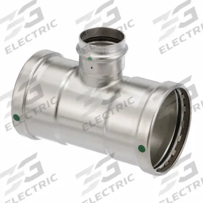 VIEGA PROPRESS Crimp Tee Fitting: 4 in CTS x 4 in CTS x 2 in CTS Size - Potable Water Stainless Steel Press Fittings