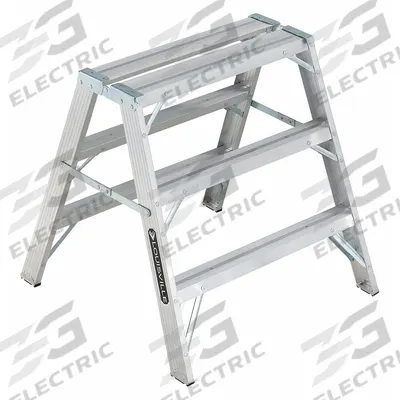 LOUISVILLE LADDER Step Stool: 3 Steps, 3.1 ft Overall Ht, 300 lb Load Cap - Dual-Side Access Folding Step Stools