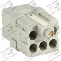 HARTING Industrial Rectangular Connector Insert: Han® Q, Crimp, Female, 16 A Current Rating, Gray (MPN 09120053101). Key specifications — Insert Color: Gray; Insert Material: Polycarbonate; Wire Size: 0.14 to 2.5 sq mm; Voltage Rating: 600V; Connector Gender: Female; Brand: HARTING.