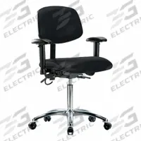 ESD Task Chair: Vinyl, Arms Included, Ht Range 21 1/2 in to 29 in, 18 1/2 in Seat Wd, 17 in Seat Dp (MPN BR-ESD-VMBCH-CR-T0-A1-NF-EC-ESDBLK). Key specifications — Foot Support: No; Back Tilt Backward: 13.5°; Back Tilt Forward: 10.5°; Base Material: Aluminum; Brand: APPROVED VENDOR; Product Type: ESD Task Chair; ESD-Safe: ESD-Safe.