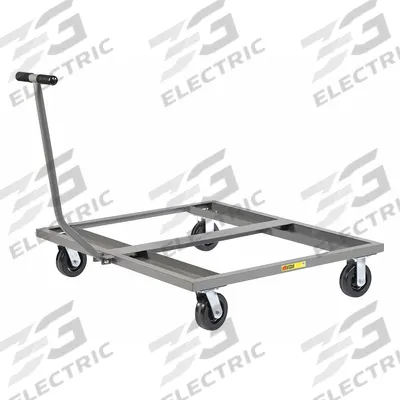 LITTLE GIANT Pallet Dolly: 3,600 lb, Gray, (2) Rigid/(2) Swivel - Open-Deck Steel Pallet Dollies with Handle