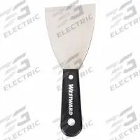 WESTWARD Putty Knife: Bld. Mat. Stainless Steel, Hdl. Mat. Polypropylene, Stiff, Tapered Bld. Shape (MPN 46A913). Key specifications — attr1004902: WESTWARD; attr1012057: Full; attr1014703: Plastic; attr1017570: Standard End; attr1029655: Straight; attr1034073: Bevel/ Offset.